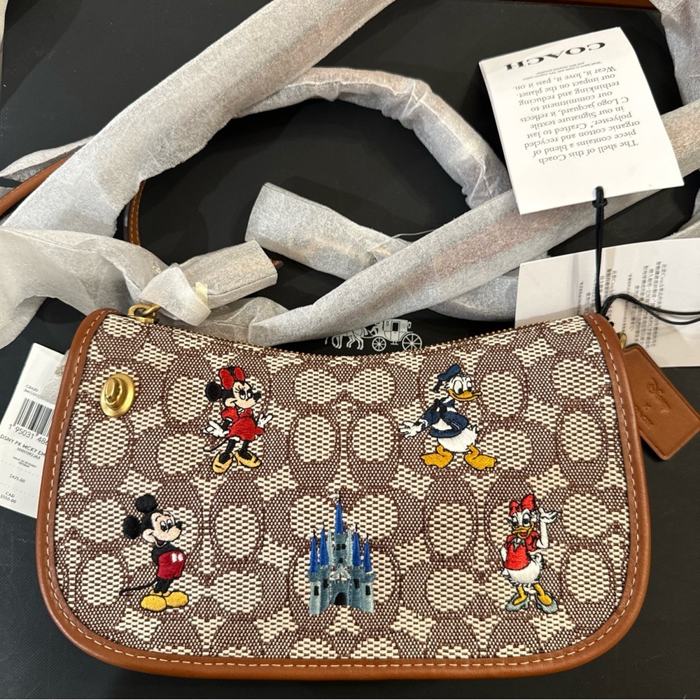 Coach x Disney swinger bag signature textile jacquard Mickey Mouse embroidery